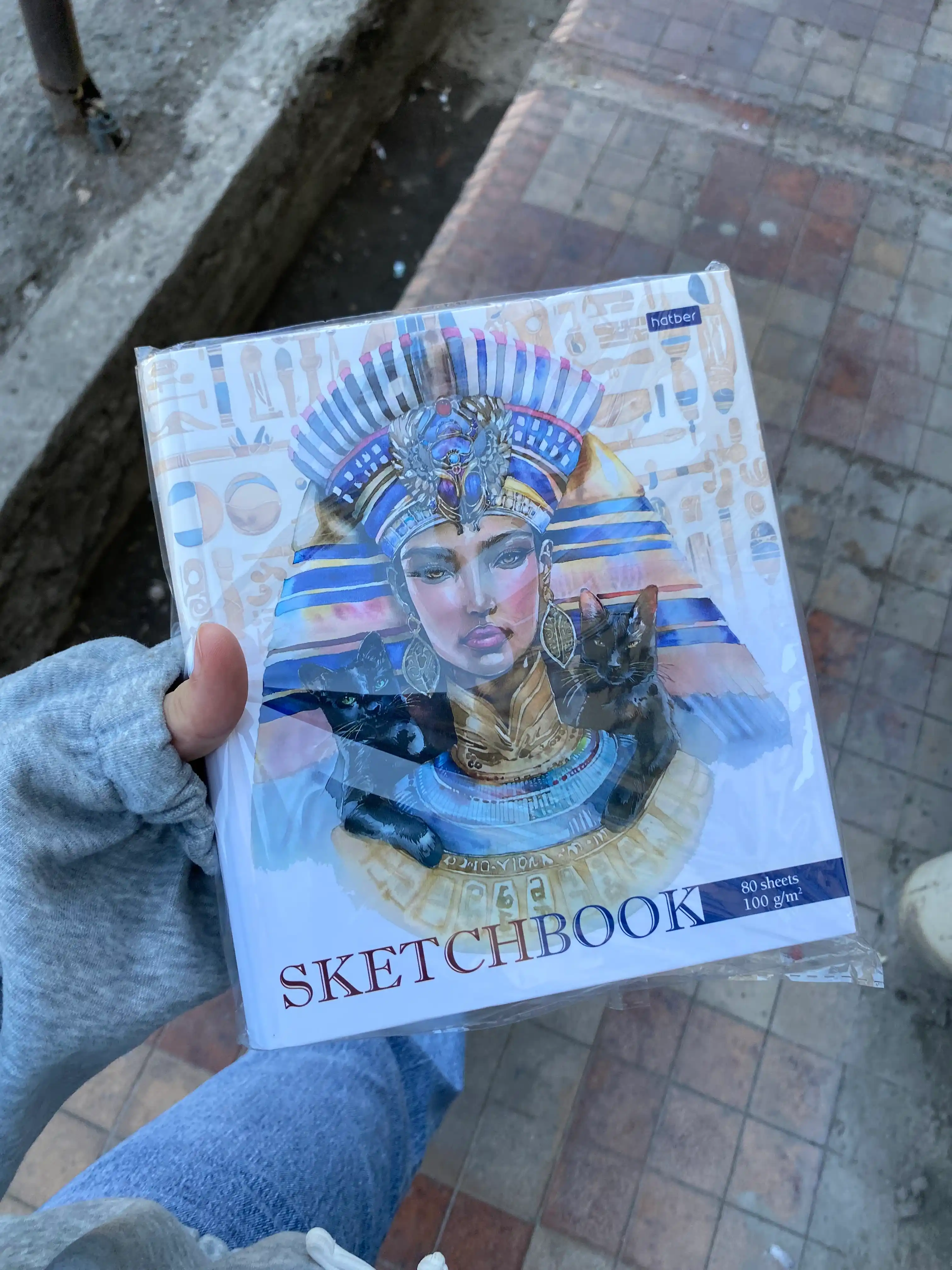 SketchBook Misr malikasi daftari, chiziqsiz, qattiq muqovali, 80 varaq, A5f, 165x200 mm, 100g/kv.m