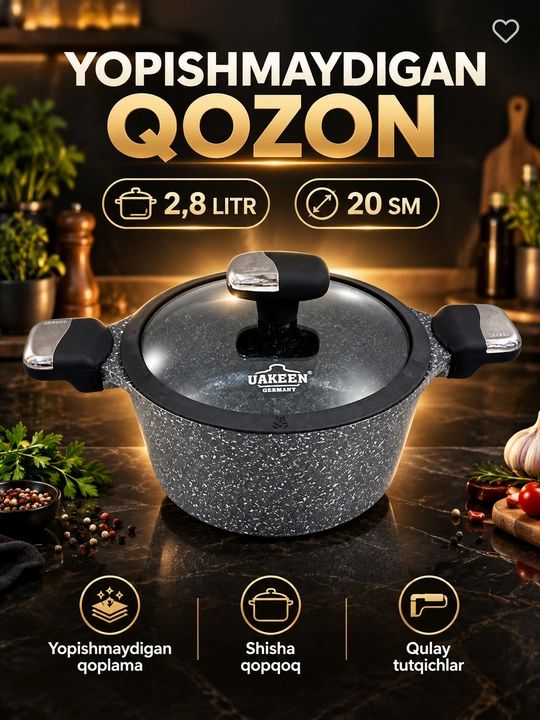 Qozon UAKEEN 20 cm 2.8 L granit