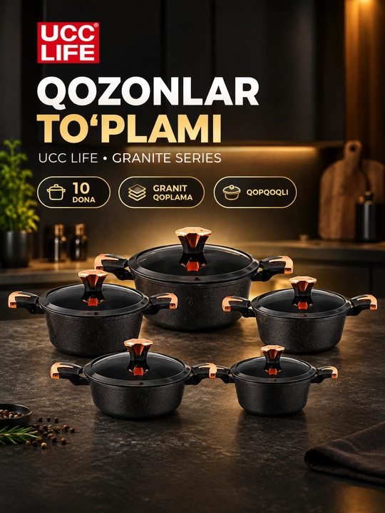 Qozonlar to‘plami UCC LIFE granit 10 ta - 
