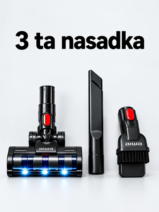 AIWA R7D Plus simsiz vertikal changyutgich, 700 Vt, o‘zini tozalash, 3 ta nasadka