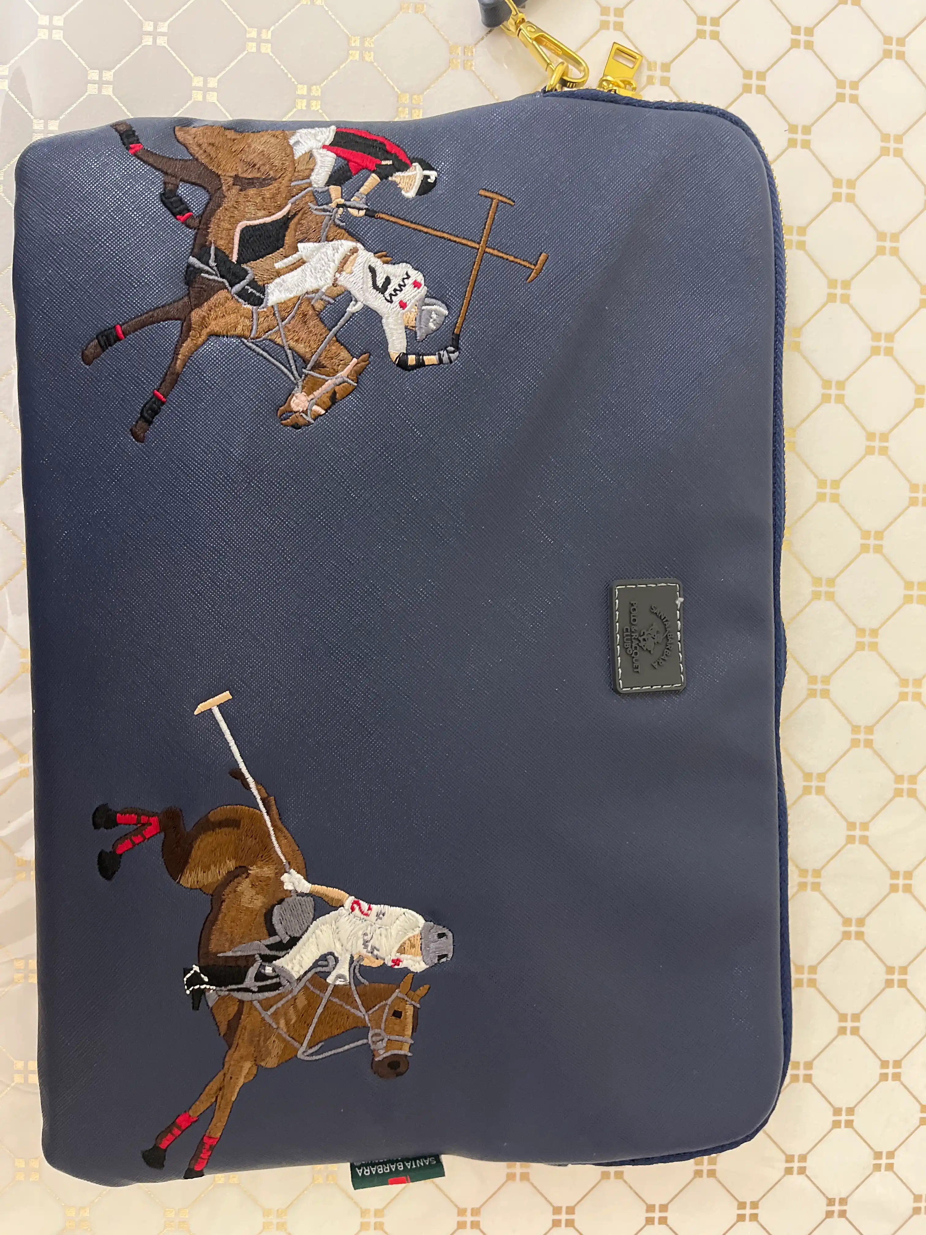 Чехол для ноутбука 13-14 дюймов с вышивкой Polo, премиальная PU кожа, 2 отделения
