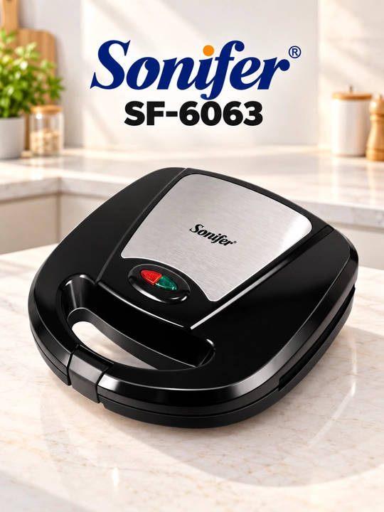 Sonifer SF-6063 3 tasi 1 da elektr sendvich tayyorlagich, vafli va oreshki pishirgich