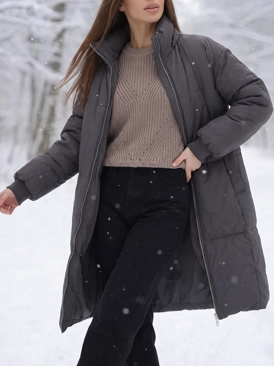 Куртка женская оверсайз, утеплённая, свободного кроя — UNCHA STORE