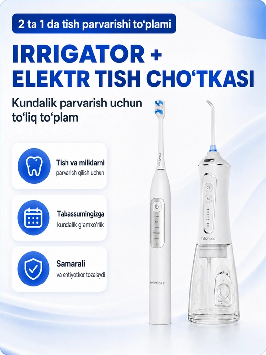 Og‘iz bo‘shlig‘i va tishlarni tozalash uchun Nicefeel portativ irrigatori