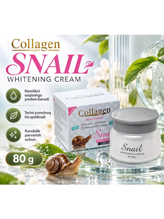 Yuz kremi Collagen, ekstrakti shilliqqurt bilan, oqartiruvchi va parvarish, 80 g - 
