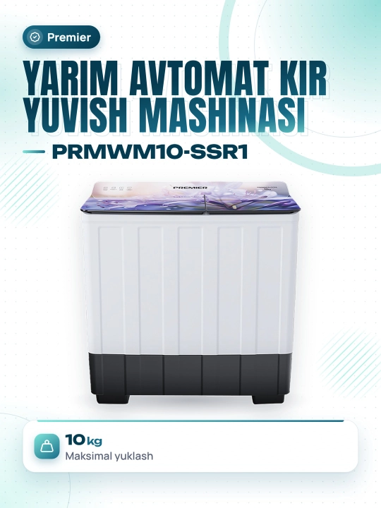 Kir yuvish mashinasi, yarim avtomatik PRMWM10-SSR1 - 