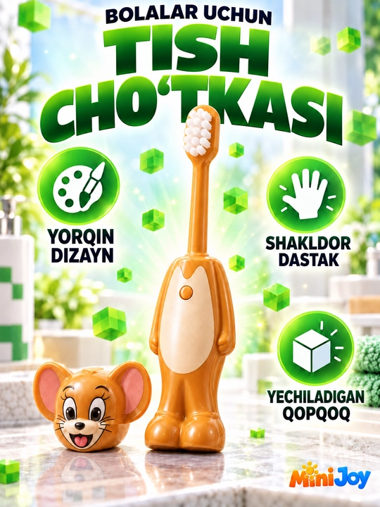 Quvnoq bolalar tish cho‘tkasi — kundalik tish tozalash uchun yorqin dizayn