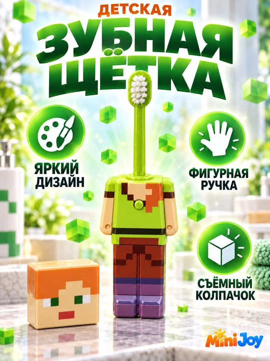 Весёлая детская зубная щётка — яркий дизайн для ежедневной чистки зубов - 