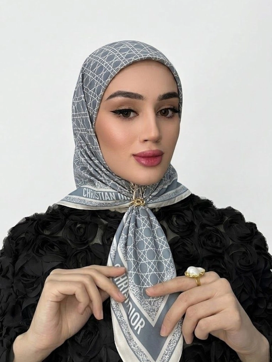 Ayollar ipak harir ro'moli, Christian Dior uslubida sharf kuz-qish uchun platok 110x110 sm