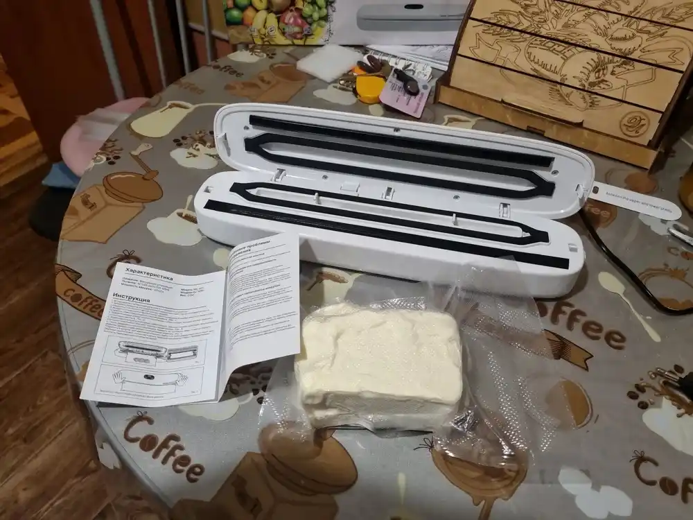 Vakum apparat vakuumator, oziq-ovqat uchun qadoqlash uskunasi, 60 kPa, 10 paket