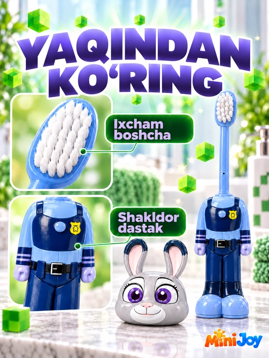 Quvnoq bolalar tish cho‘tkasi — kundalik tish tozalash uchun yorqin dizayn