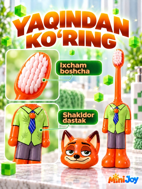 Quvnoq bolalar tish cho‘tkasi — kundalik tish tozalash uchun yorqin dizayn