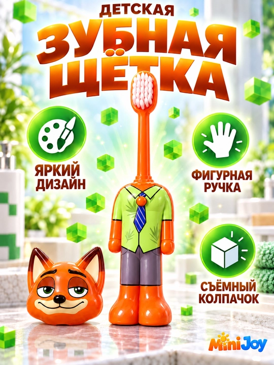 Весёлая детская зубная щётка — яркий дизайн для ежедневной чистки зубов - 
