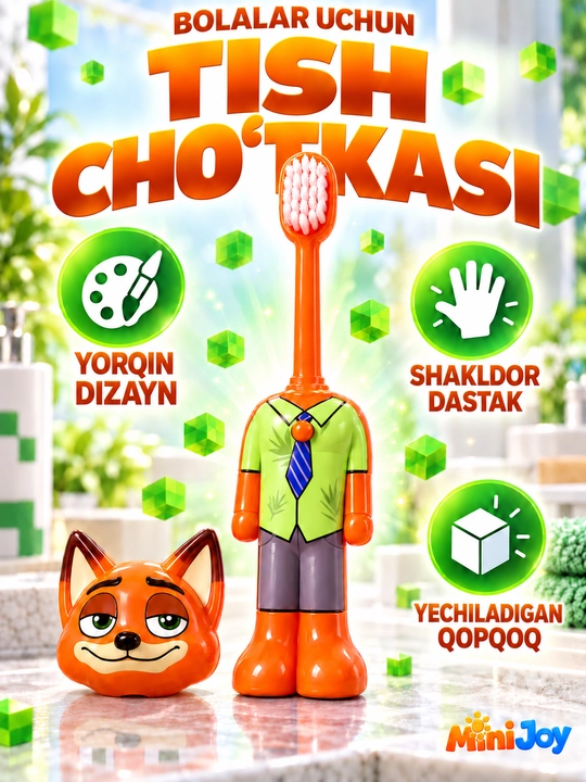 Quvnoq bolalar tish cho‘tkasi — kundalik tish tozalash uchun yorqin dizayn