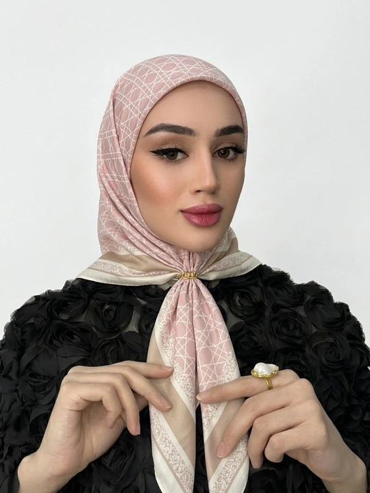 Ayollar ipak harir ro'moli, Christian Dior uslubida sharf kuz-qish uchun platok 110x110 sm