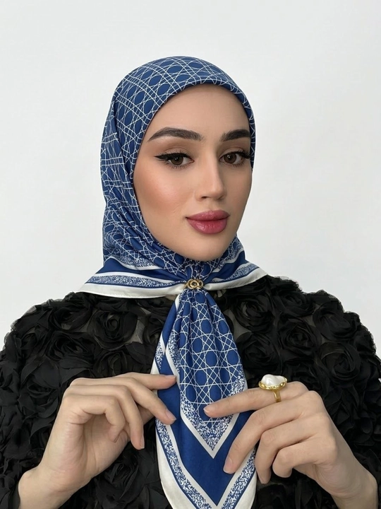 Ayollar ipak harir ro'moli, Christian Dior uslubida sharf kuz-qish uchun platok 110x110 sm
