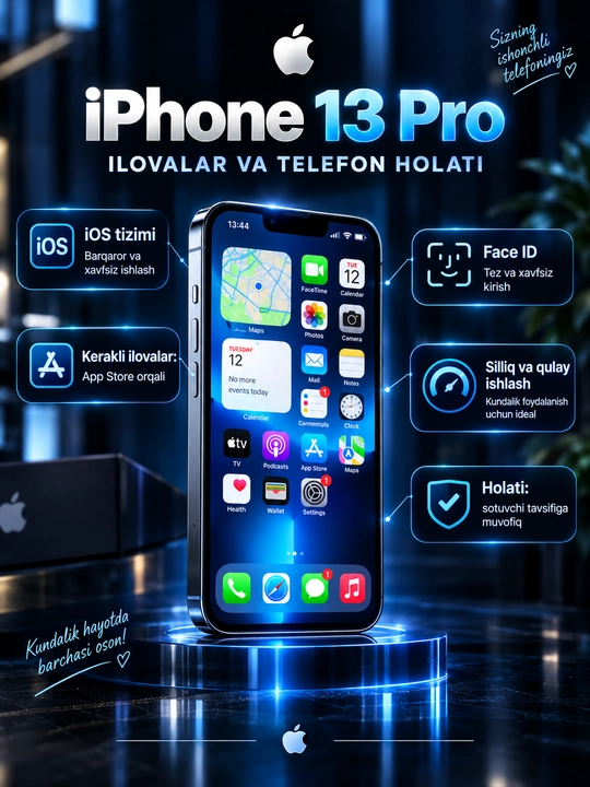 Смартфон Apple iPhone 13 Pro, экран 6,1 дюйма, 120 Гц, камера 12 Мп, 128/256/512 ГБ