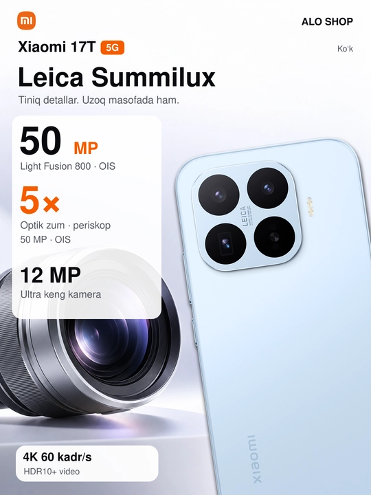Smartfon Xiaomi 17T 5G, 12/256 va 12/512 GB, Leica 50 MP, AMOLED 1.5K 120 Hz, 6500 mAh