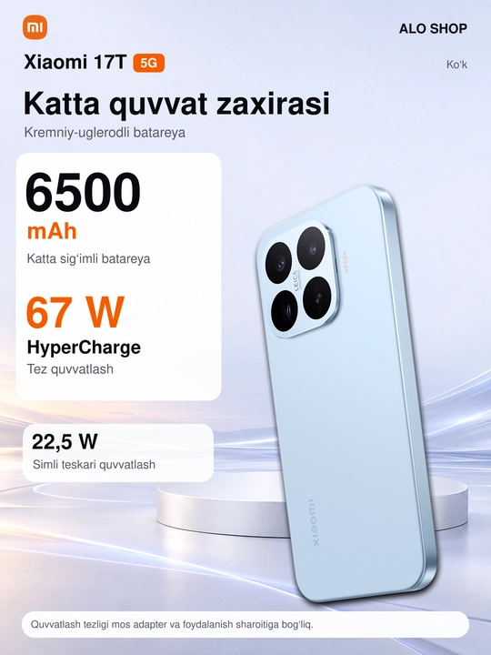 Smartfon Xiaomi 17T 5G, 12/256 va 12/512 GB, Leica 50 MP, AMOLED 1.5K 120 Hz, 6500 mAh