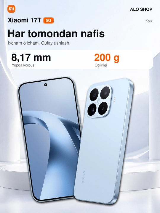 Smartfon Xiaomi 17T 5G, 12/256 va 12/512 GB, Leica 50 MP, AMOLED 1.5K 120 Hz, 6500 mAh