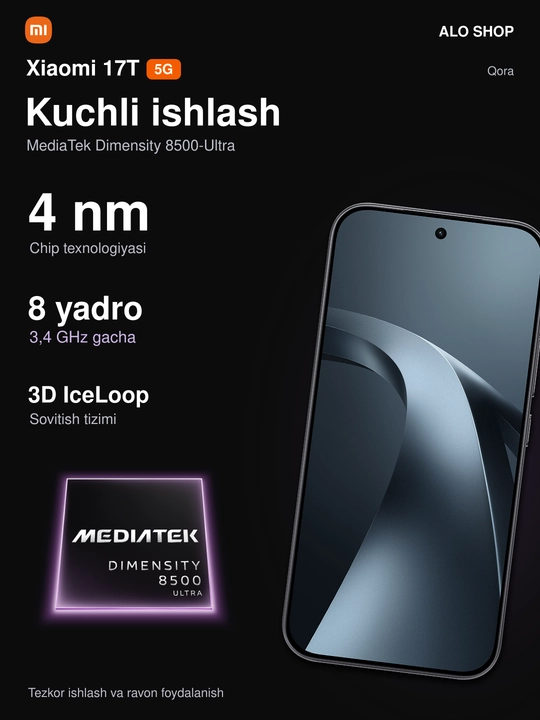 Smartfon Xiaomi 17T 5G, 12/256 va 12/512 GB, Leica 50 MP, AMOLED 1.5K 120 Hz, 6500 mAh
