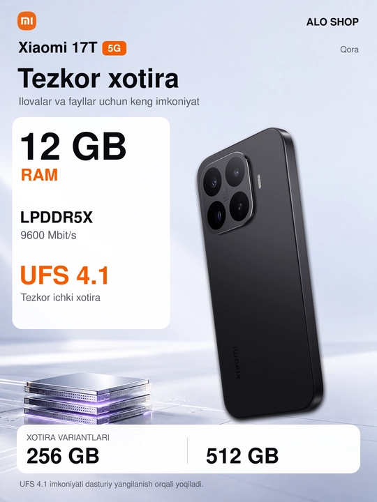 Smartfon Xiaomi 17T 5G, 12/256 va 12/512 GB, Leica 50 MP, AMOLED 1.5K 120 Hz, 6500 mAh