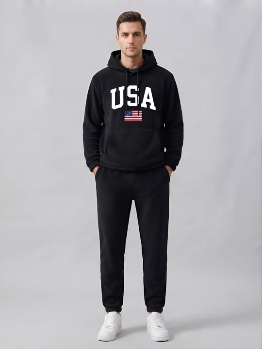 Мужской спортивный костюм oversize (Худи и брюки из флиса) — размеры 50, 52, 54 - 
