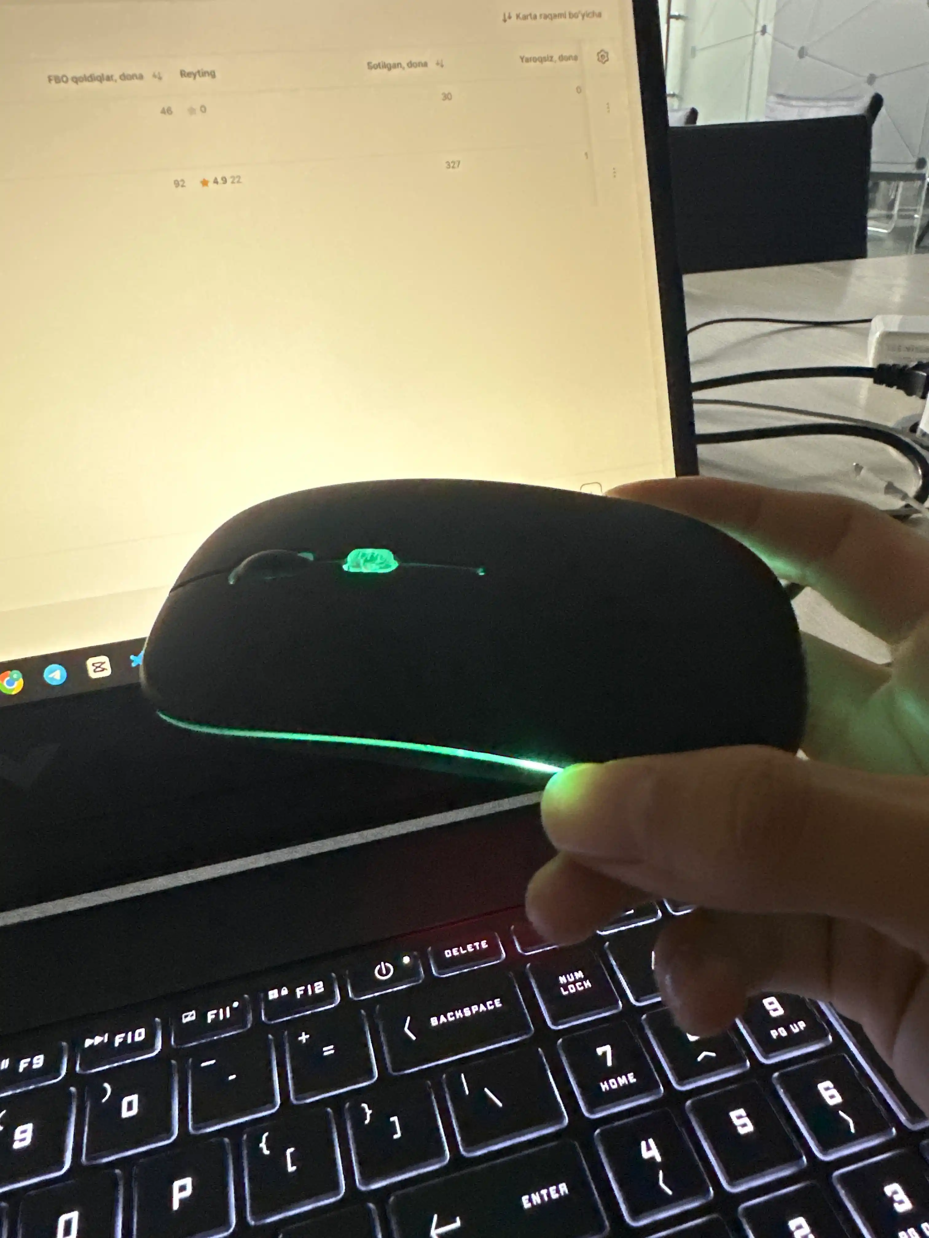 Simsiz shovqinsiz kompyuter sichqonchasi, RGB yoritgichli, Bluetooth