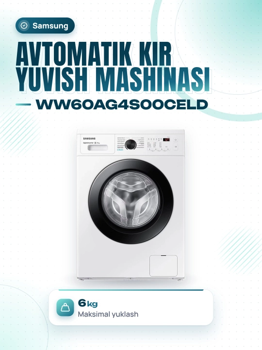 Kir yuvish mashinasi Samsung WW60AG4S00CELD, 6 kg - 