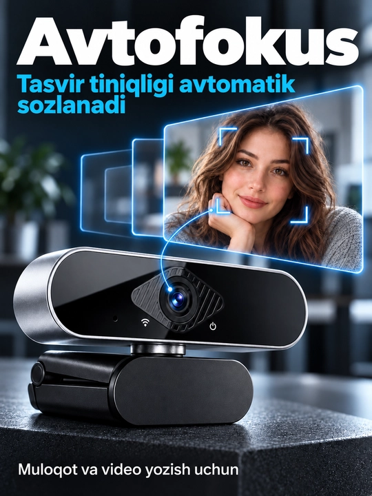 Kompyuter, kompyuter va noutbuk uchun mikrofonli 4K veb-kamera, striming uchun 8 megapikselli USB kamera