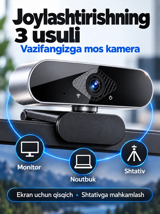 Kompyuter, kompyuter va noutbuk uchun mikrofonli 4K veb-kamera, striming uchun 8 megapikselli USB kamera