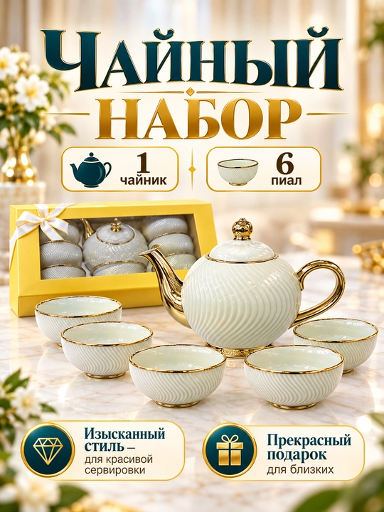Choynak va piyolalar, sopol idishlar to‘plami, choynak piyola, choynak piyola nabor - 