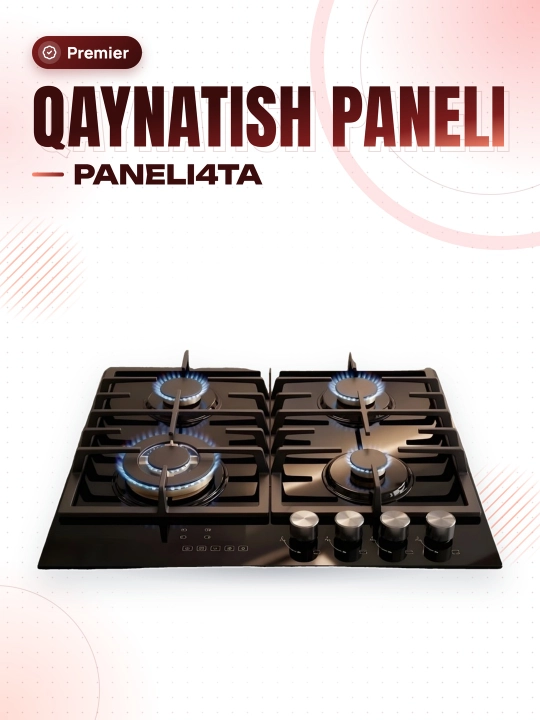 Premier PRM pishirish paneli 4 ta konforka Dual WOK toblangan shisha cho‘yan panjaralar - 