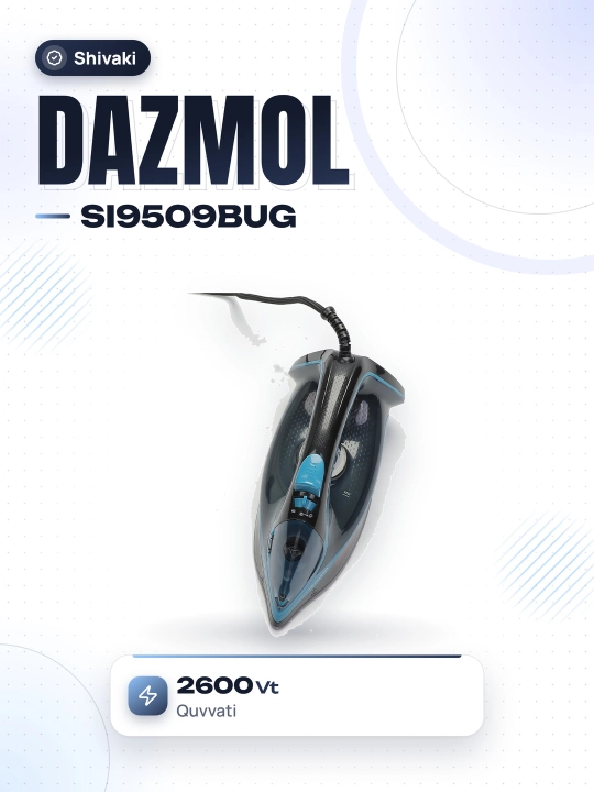 Shivaki SI-9509 Bug'li dazmol - Avtomatik o'chirish, tomchilab tushish 2600 Vt
