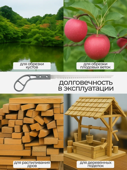 Bog‘ arrasi, daraxt shoxlari va yog‘och kesish uchun qo‘l arra, 34 sm
