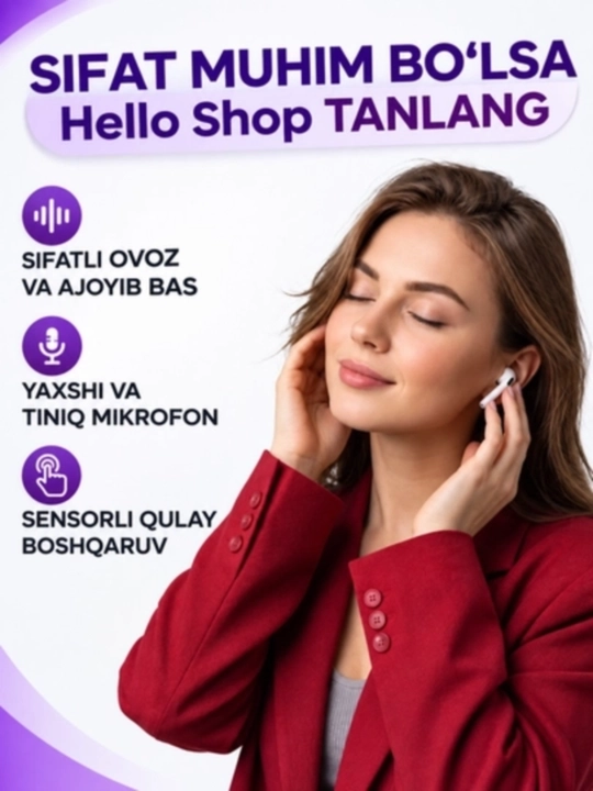 Simsiz quloqchinlar Pods 3,IPhone va Android uchun,Bluetooth quloqchinlari,Hello shop