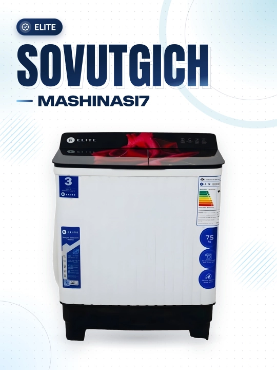 ELITE WM yarimavtomat kir yuvish mashinasi, 7,5 kg - 