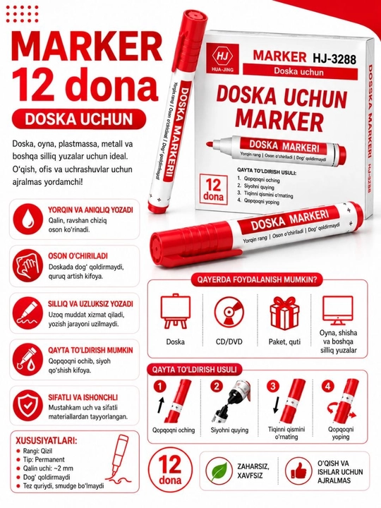 Markerlar to'plami doskalar uchun - 