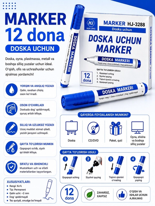 Markerlar to'plami doskalar uchun - 