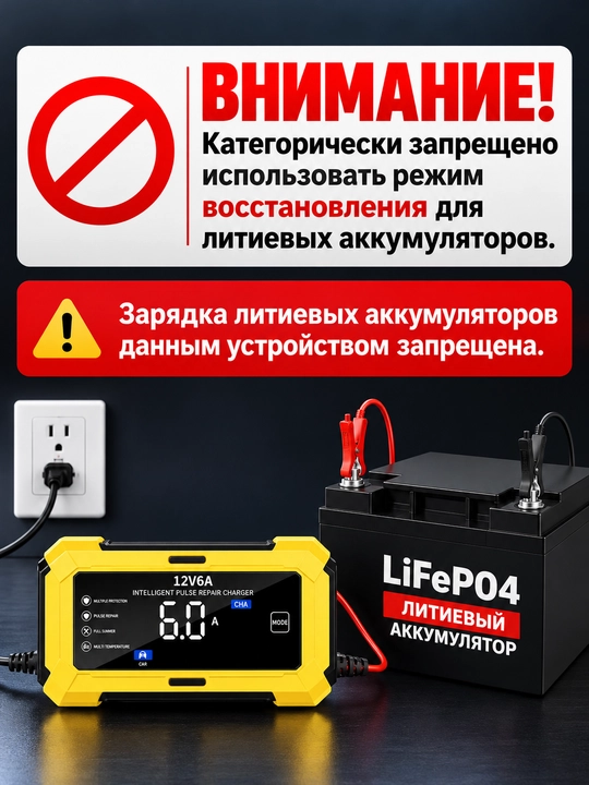 Зарядное устройство 12 В 6А для аккумуляторов автомобиля