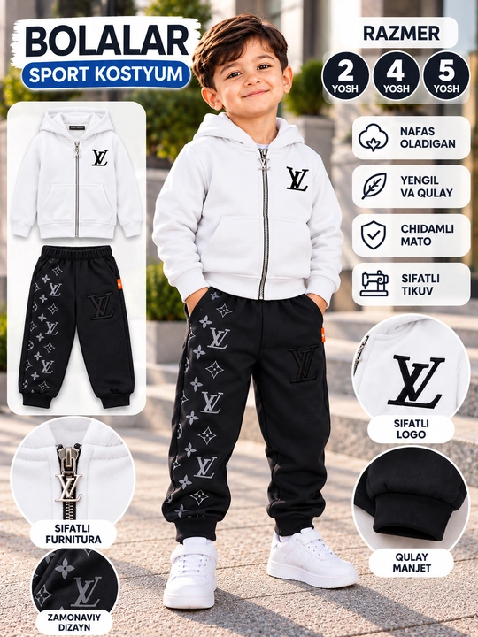 Спортивный костюм двойка для мальчика, кофта на молнии и штаны, 2–5 лет