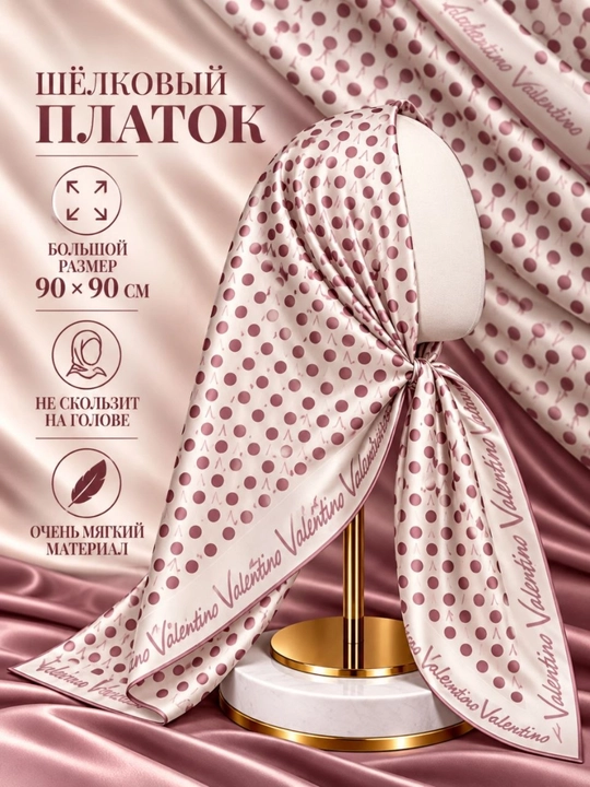 Платок для женщин и девочек, на голову, 90 x 90 см - 