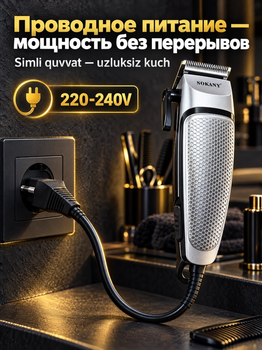 SOKANY SK-4643 simli soch olish mashinasi, professional, 4 ta nozul, qaychi bilan