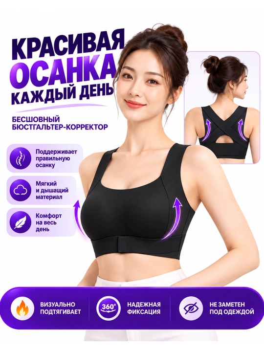 Бюстгальтер-корректор осанки, женский, бесшовный, с поддержкой спины - 