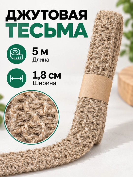 Джутовая тесьма для декора подарков и упаковки - 