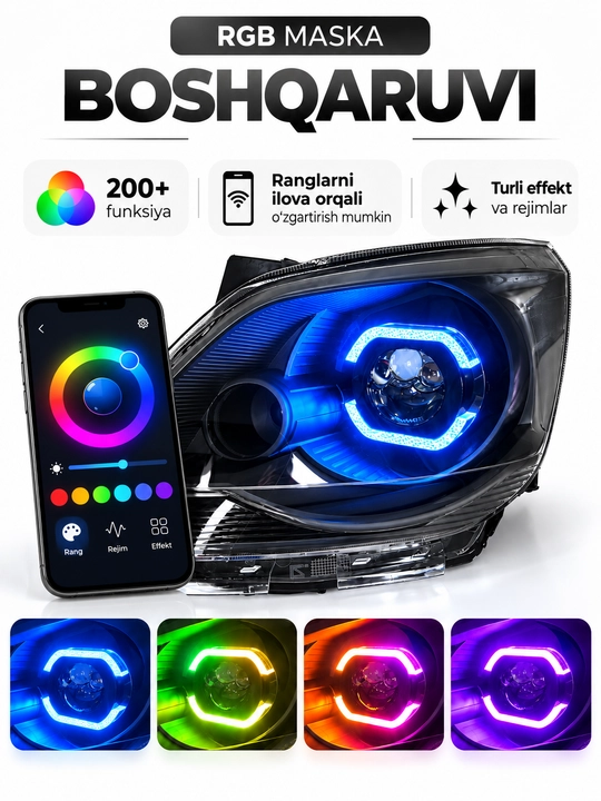 Chevrolet Cobalt faralarini sozlash, BiLED Zimmer R80 va RGB yoritgichli faralarni sozlash