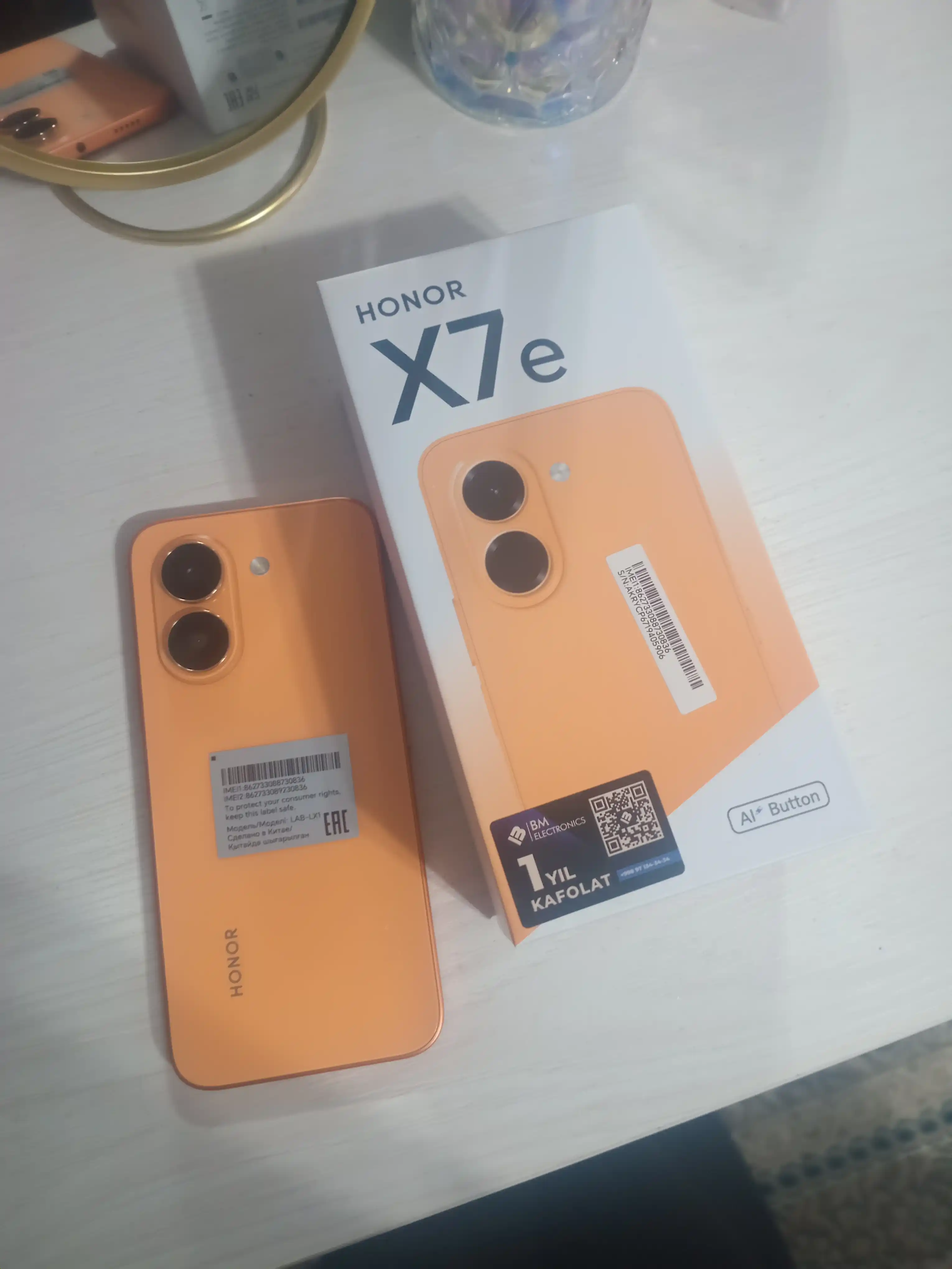 HONOR X7e smartfoni, 6 GB/256 GB, 7000 mA/soat, 45 Vt, 6,61′′ 120 Gs, 50 MP