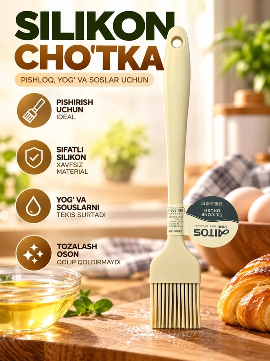 Silikon oshxona cho‘tkasi, pishiriq, yog‘ va sous surtish uchun