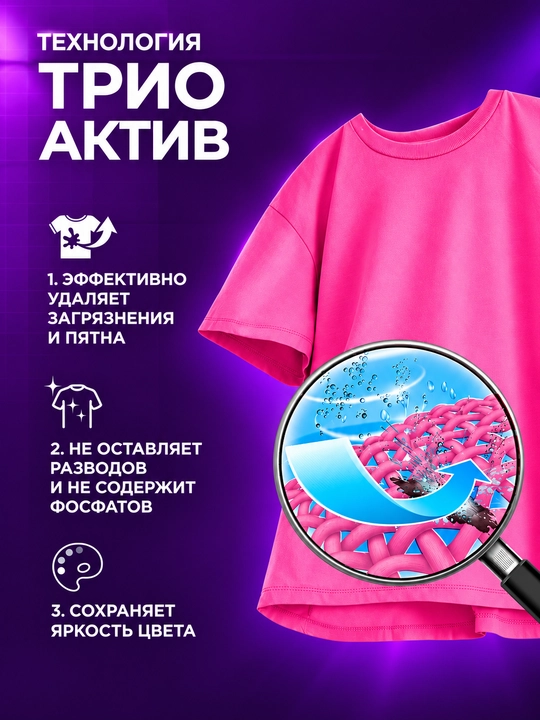 AROMA Color — стиральный порошок для цветного белья, автомат, 1,5 кг, 450 г