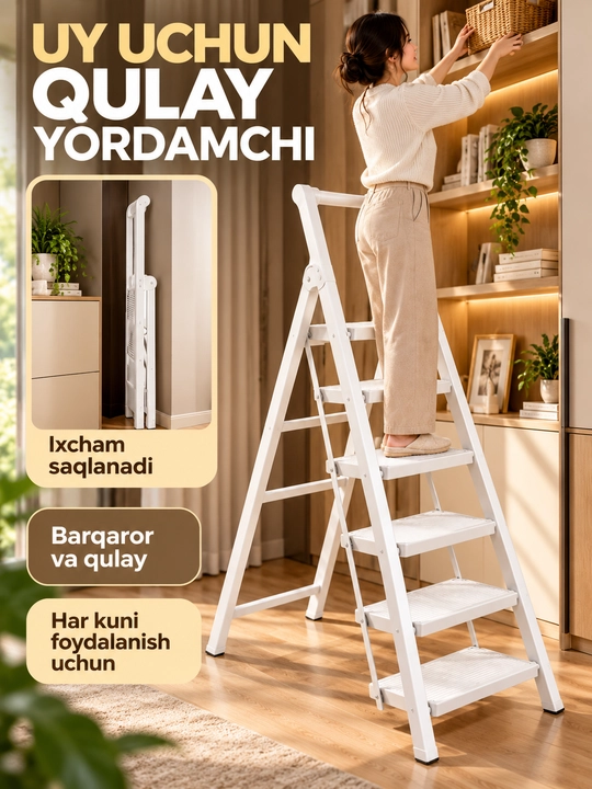 Narvon 5 pog‘onali, buklanadigan, uy va ta'mirlash ishlari uchun,